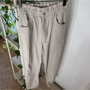 H&M khaki paper bag elastic pants